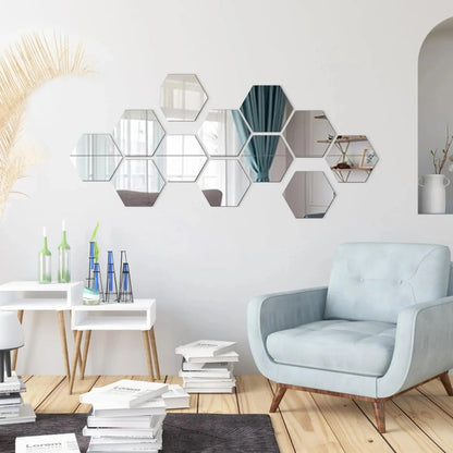 ESPEJOS HEXAGONALES POR 12 UNIDADES