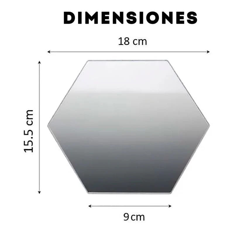 ESPEJOS HEXAGONALES POR 12 UNIDADES